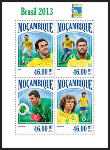 Poštovní známky Mosambik 2013 Konfederaèní pohár, fotbal Mi# 6932-35 Kat 11€