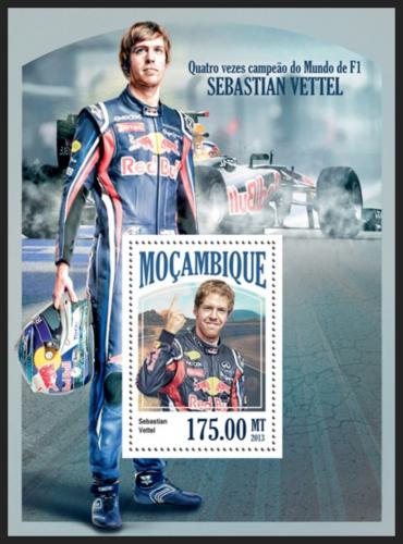 Potovn znmka Mosambik 2013 Formule 1, Sebastian Vettel Mi# Block 852 Kat 10
