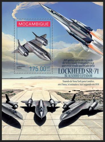 Potovn znmka Mosambik 2014 Lockheed SR-71 Blackbird Mi# Block 879 Kat 10