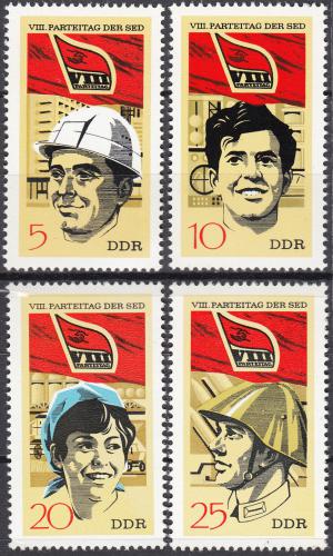 Poštovní známky DDR 1971 Socialistická strana SED Mi# 1675-78