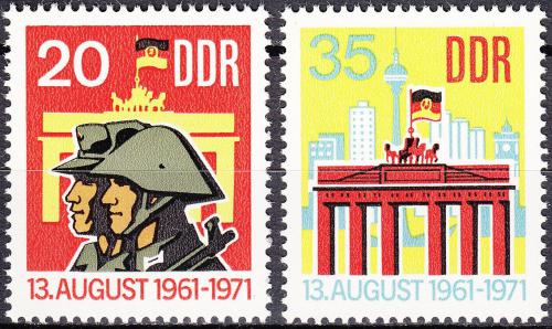 Poštovní známky DDR 1971 Berlínská zeï, 10. výroèí Mi# 1691-92