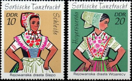 Poštovní známky DDR 1971 Lužické lidové kroje Mi# 1723-24