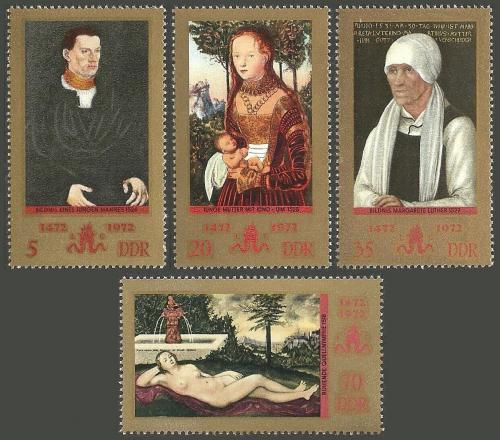 Poštovní známky DDR 1972 Umìní, Lucas Cranach Mi# 1769-72