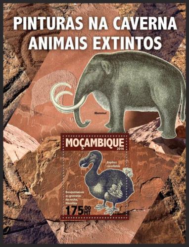 Potovn znmka Mosambik 2016 Skaln malby vyhynulch druh Mi# Block 1099 Kat 10