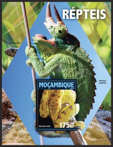 Poštovní známka Mosambik 2016 Obojživelníci a plazi Mi# Block 1117 Kat 10€