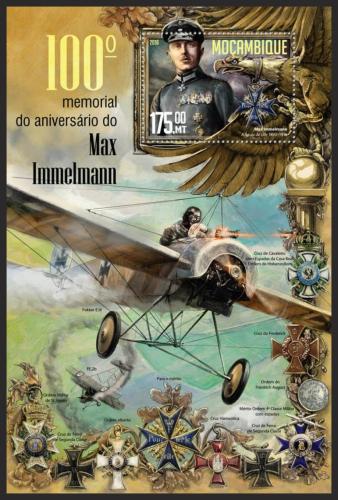 Potovn znmka Mosambik 2016 Max Immelmann, vlen pilot Mi# Block 1143 Kat 10