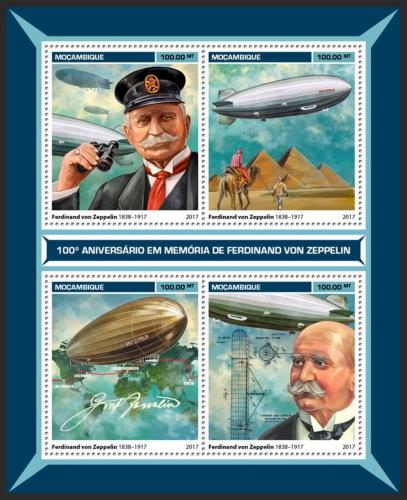 Poštovní známky Mosambik 2017 Ferdinand von Zeppelin Mi# 9139-42 Kat 22€