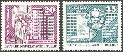 Poštovní známky DDR 1973 Výstavba v DDR Mi# 1820-21
