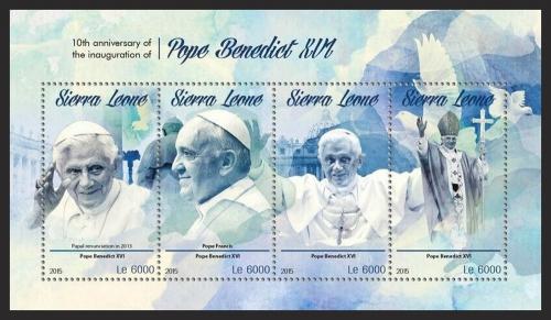 Potovn znmky Sierra Leone 2015 Pape Benedikt XVI. Mi# 6657-60 Kat 11 - zvtit obrzek