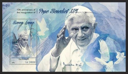 Potovn znmka Sierra Leone 2015 Pape Benedikt XVI. Mi# Block 864 Kat 11