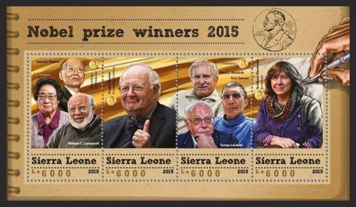 Potovn znmky Sierra Leone 2015 Laureti Nobelovy ceny Mi# 6702-05 Kat 11 - zvtit obrzek