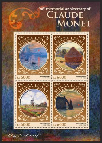 Poštovní známky Sierra Leone 2016 Umìní, Claude Monet Mi# 6933-36 Kat 11€