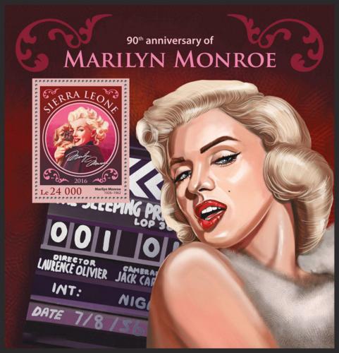Potovn znmka Sierra Leone 2016 Marilyn Monroe Mi# Block 921 Kat 11