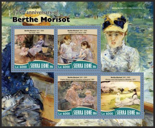 Potovn znmky Sierra Leone 2016 Umn, Berthe Morisot Mi# 7428-31 Kat 11