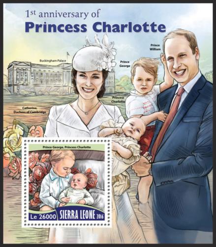 Poštovní známka Sierra Leone 2016 Princezna Charlotte Mi# Mi# Block 1031 Kat 12€