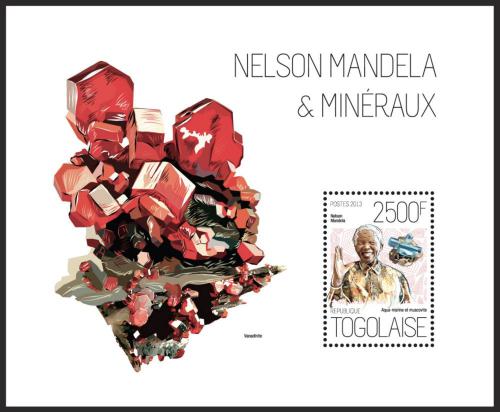 Poštovní známka Togo 2013 Minerály a Nelson Mandela Mi# Block 854 Kat 10€