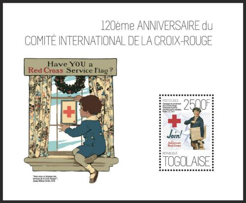 Poštovní známka Togo 2013 Èervený køíž, 150. výroèí Mi# Block 861 Kat 10€
