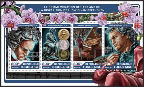 Potovn znmky Togo 2017 Ludwig van Beethoven Mi# 8064-67 Kat 13