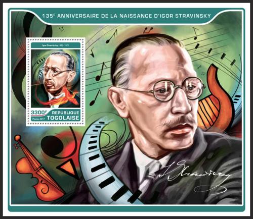 Potovn znmka Togo 2017 Igor Stravinskij Mi# Block 1431 Kat 13