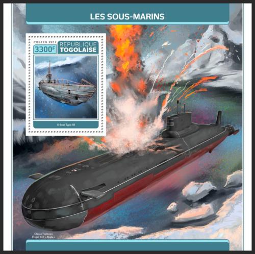 Potovn znmka Togo 2017 Ponorky Mi# Block 1459 Kat 13 - zvtit obrzek