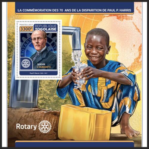 Potovn znmka Togo 2017 Paul Harris, Rotary Intl. Mi# Block 1463 Kat 13 - zvtit obrzek