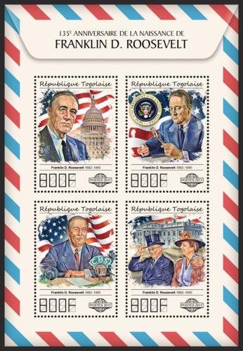 Poštovní známky Togo 2017 Prezident Franklin D. Roosevelt Mi# 8517-20 Kat 13€