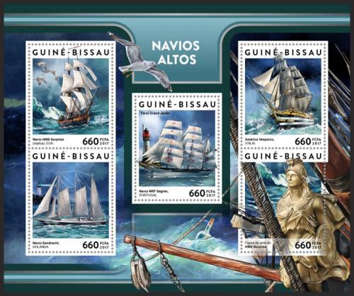 Poštovní známky Guinea-Bissau 2017 Plachetnice Mi# 9212-16 Kat 12.50€