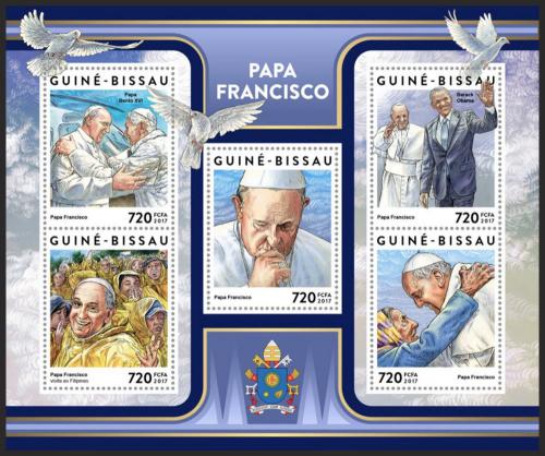 Poštovní známky Guinea-Bissau 2017 Papež František Mi# 9254-58 Kat 13.50€