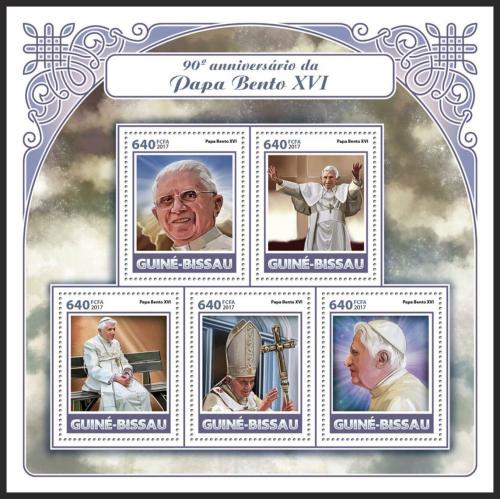 Poštovní známky Guinea-Bissau 2017 Papež Benedikt XVI. Mi# 9428-32 Kat 12€