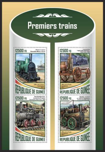 Poštovní známky Guinea 2017 První parní lokomotivy Mi# 12695-98 Kat 20€