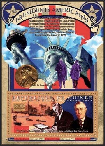 Poštovní známka Guinea 2011 Woodrow Wilson, 28. US prezident Mi# Block 1918 Kat 16€