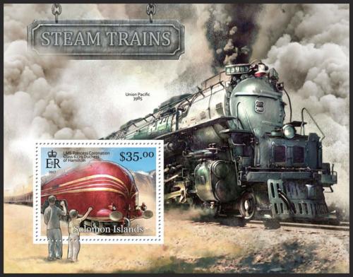 Poštovní známka Šalamounovy ostrovy 2013 Parní lokomotivy Mi# Block 128 Kat 12€