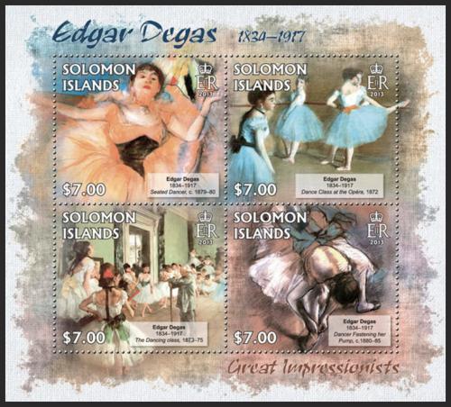Poštovní známky Šalamounovy ostrovy 2013 Umìní, Edgar Degas Mi# 1691-94 Kat 9.50€