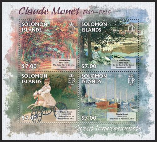 Poštovní známky Šalamounovy ostrovy 2013 Umìní, Claude Monet Mi# 1706-09 Kat 9.50€