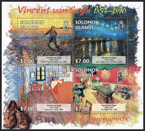 Poštovní známky Šalamounovy ostrovy 2013 Umìní, Vincent van Gogh Mi# 1746-49 Kat 9.50€