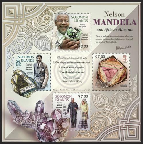 Poštovní známky Šalamounovy ostrovy 2013 Minerály a Nelson Mandela Mi# 1831-34 Kat 9.50€