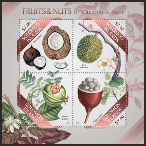 Poštovní známky Šalamounovy ostrovy 2013 Ovoce a oøechy Mi# 2022-25 Kat 9.50€