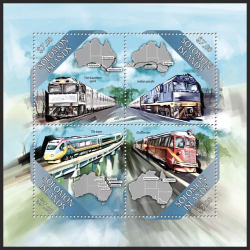 Poštovní známky Šalamounovy ostrovy 2013 Turistické vlaky Mi# 2052-55 Kat 9.50€