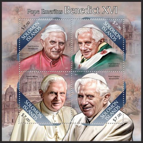 Poštovní známky Šalamounovy ostrovy 2013 Papež Benedikt XVI. Mi# 2087-90 Kat 9.50€