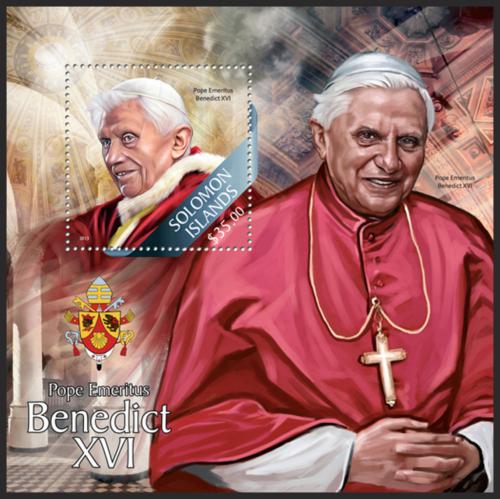 Poštovní známka Šalamounovy ostrovy 2013 Papež Benedikt XVI. Mi# Block 204 Kat 12€