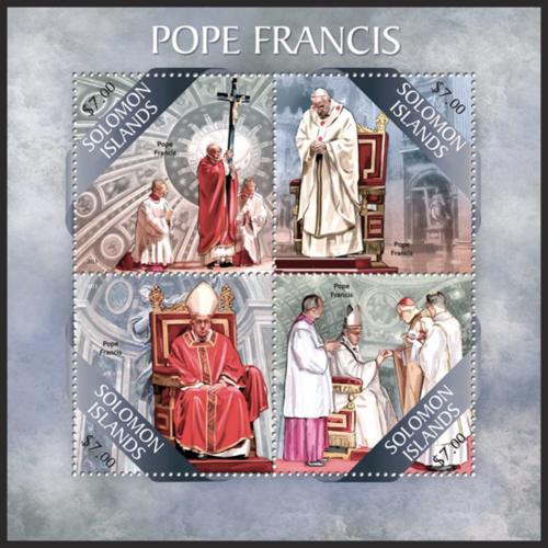 Poštovní známky Šalamounovy ostrovy 2013 Papež František Mi# 2092-95 Kat 9.50€