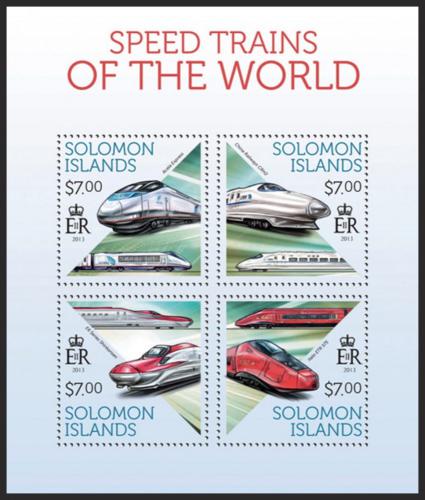 Poštovní známky Šalamounovy ostrovy 2013 Moderní lokomotivy Mi# 2202-05 Kat 9.50€