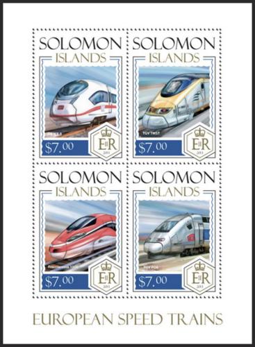Poštovní známky Šalamounovy ostrovy 2014 Moderní lokomotivy Mi# 2352-55 Kat 9.50€