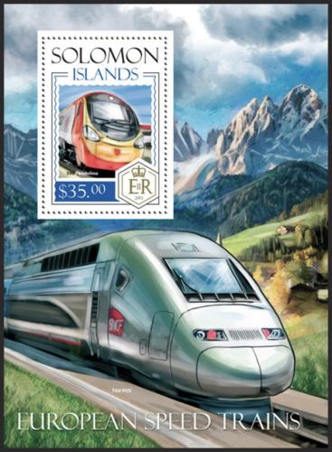 Poštovní známka Šalamounovy ostrovy 2014 Moderní lokomotivy Mi# Block 252 Kat 12€
