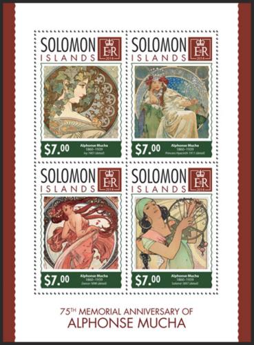 Poštovní známky Šalamounovy ostrovy 2014 Umìní, Alfons Mucha Mi# 2537-40 Kat 12€