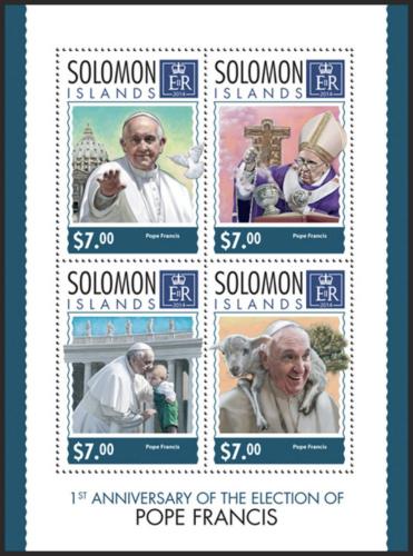Poštovní známky Šalamounovy ostrovy 2014 Papež František Mi# 2572-75 Kat 9.50€