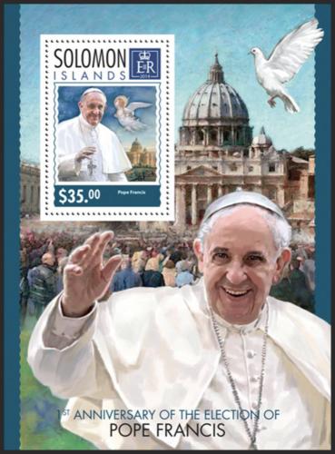 Poštovní známka Šalamounovy ostrovy 2014 Papež František Mi# Block 296 Kat 12€