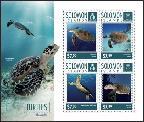 Poštovní známky Šalamounovy ostrovy 2014 Moøské želvy Mi# 2822-25 Kat 9.50€ 