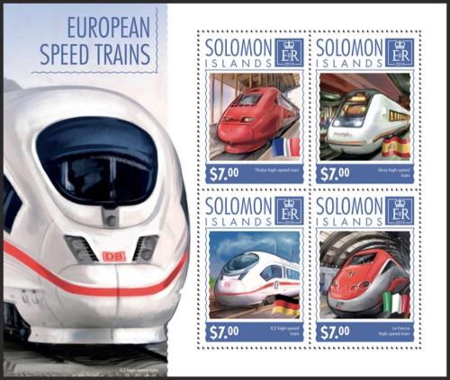 Poštovní známky Šalamounovy ostrovy 2014 Moderní lokomotivy Mi# 2852-55 Kat 9.50€
