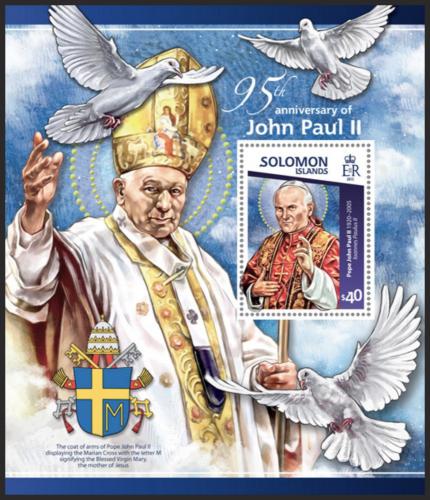 Poštovní známka Šalamounovy ostrovy 2015 Papež Jan Pavel II. Mi# Block 391 Kat 14€